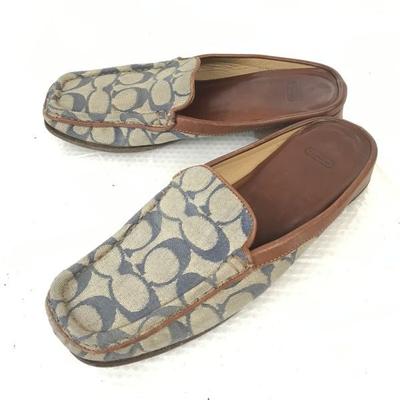 Italia Zueco Mule de Cuero con Firma 6.5B 23-23.5 Gris Hecho a Mano(USADO)