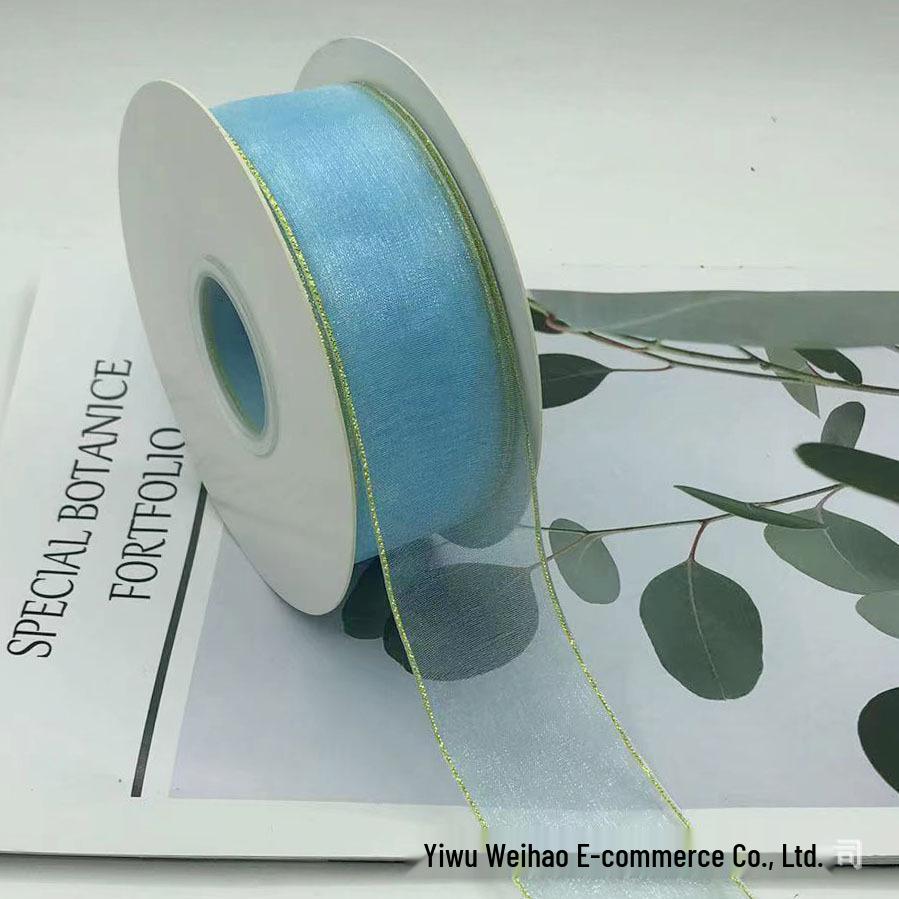 4cm Double Gold-Edged Silk Satin Gauze Ribbon for Gifts, Fresh Flowers, Baking, and Hair Accessories