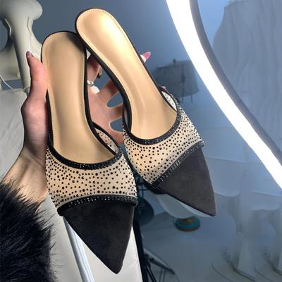 Mode Damenmode High-Heel Sandalen Sommer Neu Spitznasen Offene Zehen mit Temperament Hausschuhe