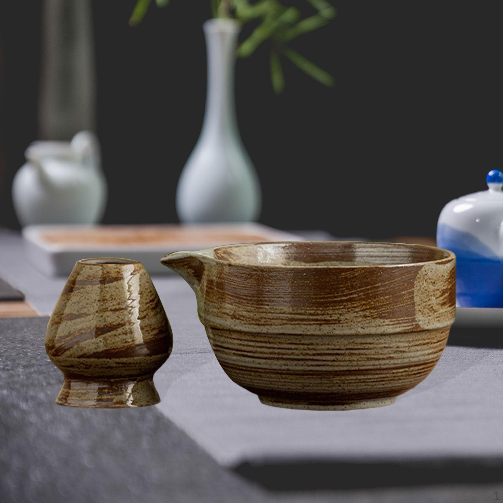 

2 Pieces Matcha Set Bowl with Spout, and Whisk Holder Multipurpose Porcelain Tea Bowl, зелений