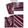 Women High Waist Solid Color Zipper Pu Package Hip Skirt