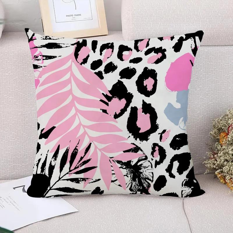 

Леопардовый принт лист Декоративная наволочка для гостиной Офис дома Наволочка для автомобиля Украшения 40x40cm