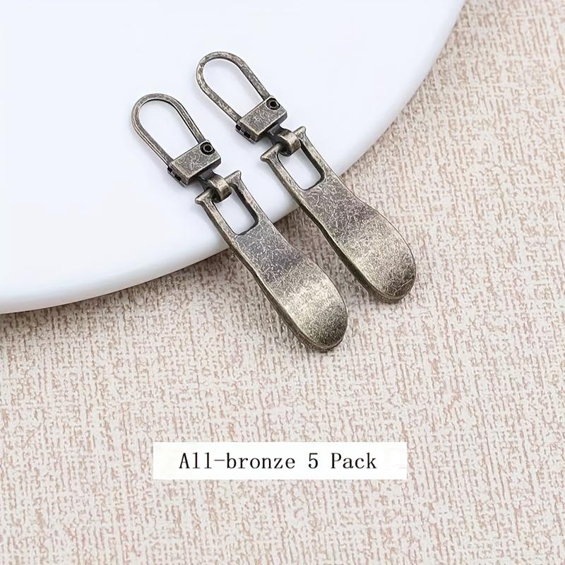 5pcs Wave-Shaped Versatile Tool-Free Metal Eyelet Semi-Automatic Pull Tab Detachable Zipper Puller Luggage Coat Clothing Shoes Boots
