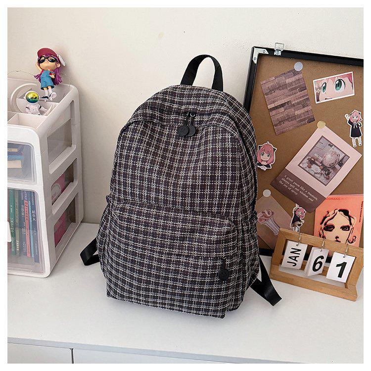 

Японский клетчатый рюкзак - Большая вместимость, Универсальный для студентов и тех, кто ездит на работу чёрный