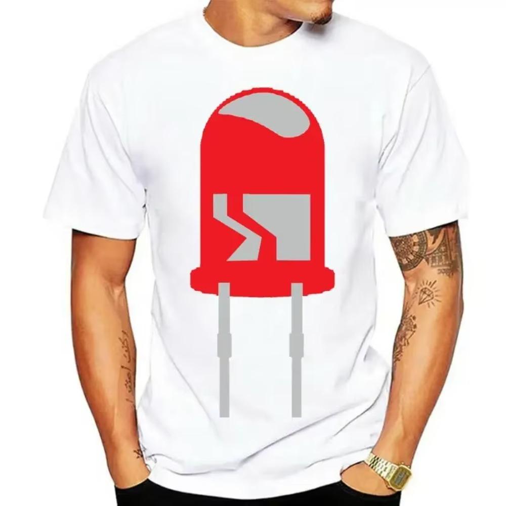 

Mens LED Red t shirt Designing tee shirt S-3xl Unique Gift Basic summer Pattern shirt S белый
