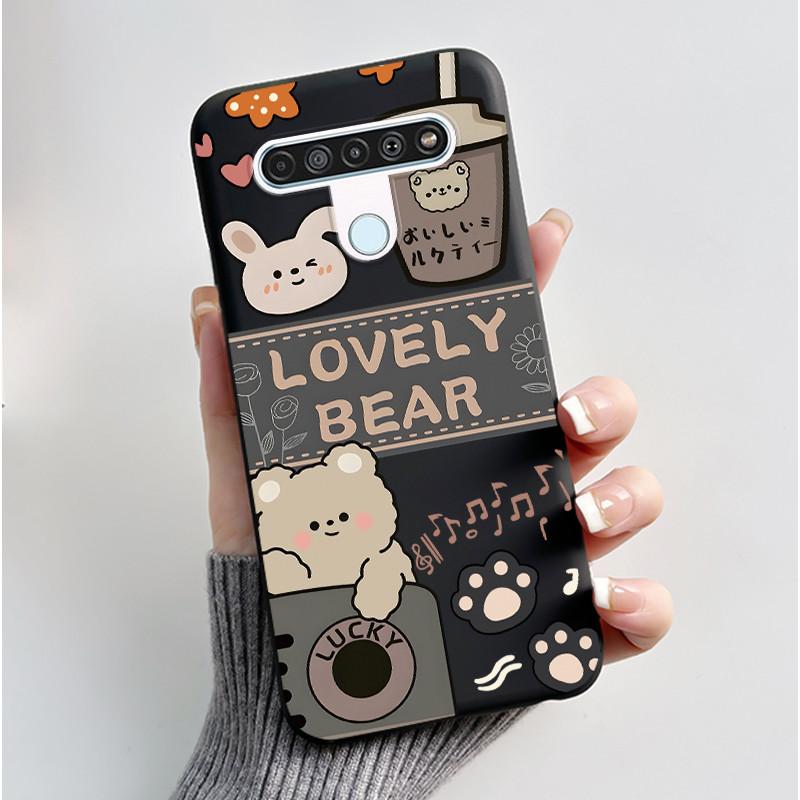 Cute Case For LG Q61 Capa For LG K61 Coque For LG Q70 Fundas Printing Shell Protective Cover Soft Silicone Cartoon Black Casing