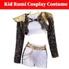 Dětské dívčí Rumi K Pop Lovkyně démonů Cosplay Dětský černý zlatý kostým Dětská maska Vystoupení Roleplay Uniforma Halloween