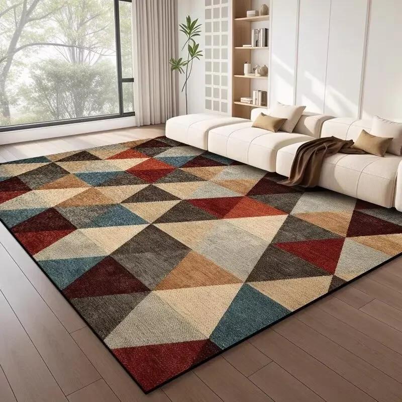 Nordic Style Geometric Large Rugs for Living Room Modern Decoration Home Carpet Light Luxury Bedroom Rug Washable Mat
