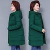 Kobiety Jesień Zima Midi Z Kapturem Duża Kieszeni Wiatroszczelna Kurtka Puchowa Kurtka Bawełniana Wyściełane Parki Ciepłe Znosić