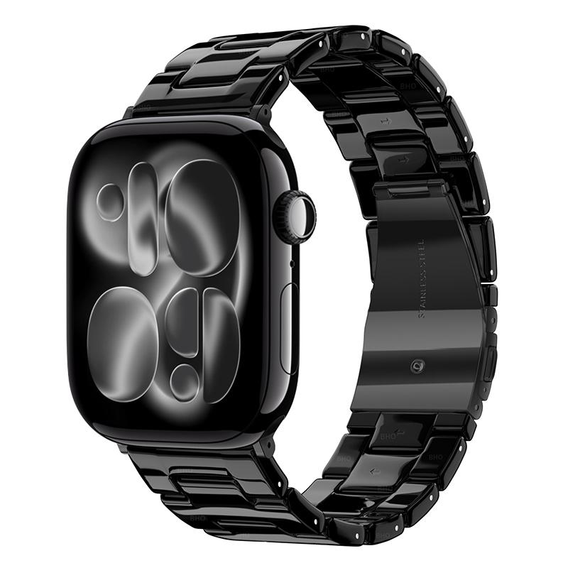 

Роскошный полимерный ремешок для Apple Watch Ultra 3 2 49 мм 11 10 42 мм 46 мм Звеньевой браслет iWatch Серии 9 7 8 45 мм 41 мм 6 5 SE3 40 мм 44 мм (S10/11 42mm)38/40/41mm чёрный