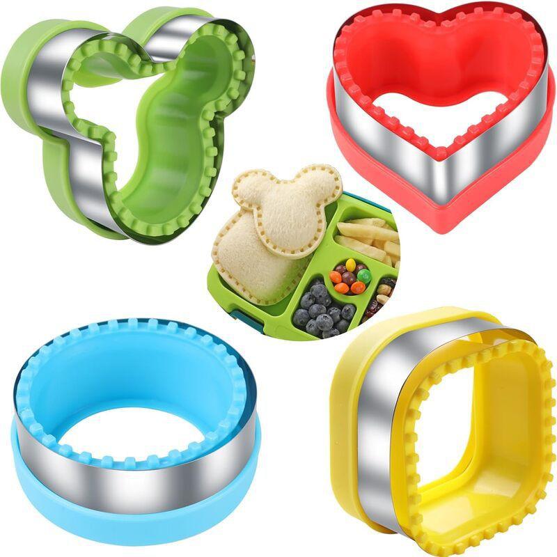 11-Piece Sandwich Cutter Set Stainless Steel PP Bread Toast Mold Heart Dinosaur Pocket Shape Kitchen Tool