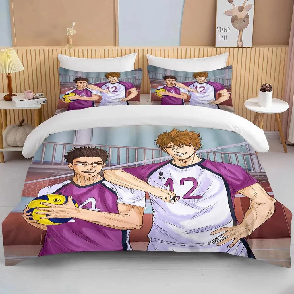 New 3d Haikyuu Bedding Sets Cartoon Quilt Bed Cover Anime Duvet Cover Pillow Case Sets Adult Children Bedding Sets Home Textiles