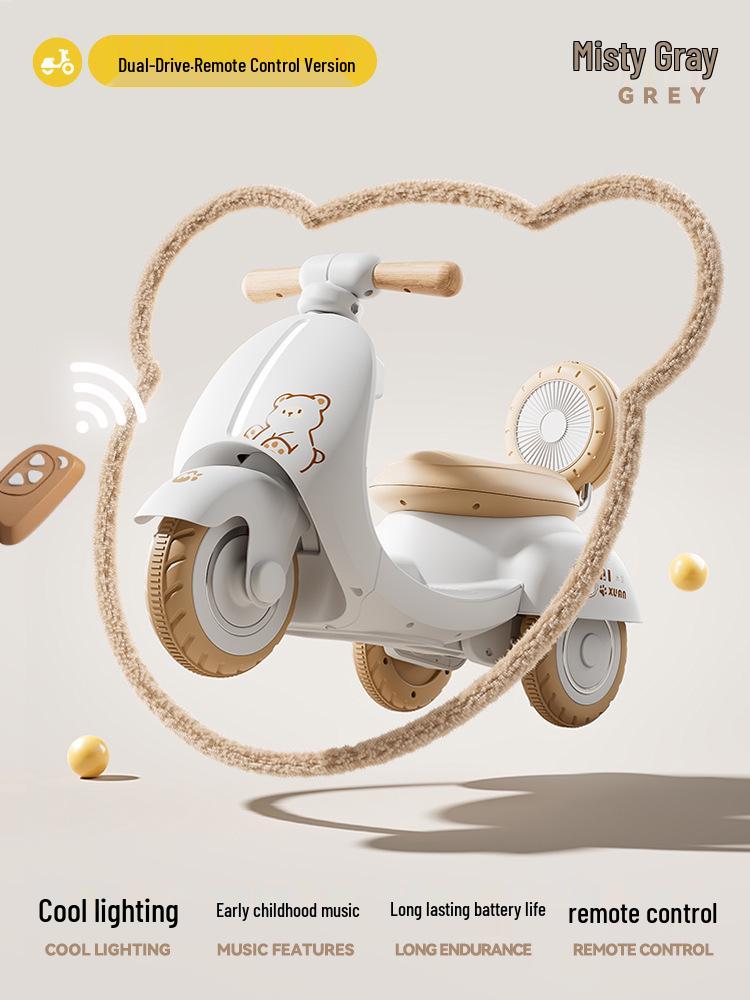 Elektrisches Dreirad-Motorrad für Kinder mit Fernbedienung und Lichtern für Jungen & Mädchen - Mulan Auto