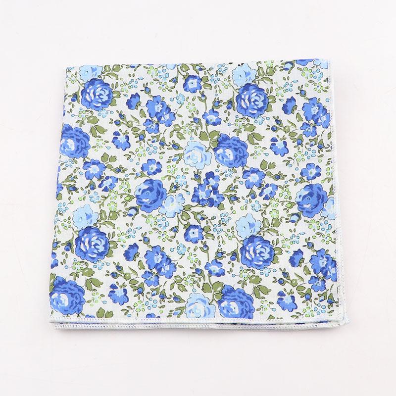 25cm Vintage Floral Cartoon Printed Handkerchief Cotton Women Men Wedding Suits Pocket Square Adult Gift Accessory High Quality