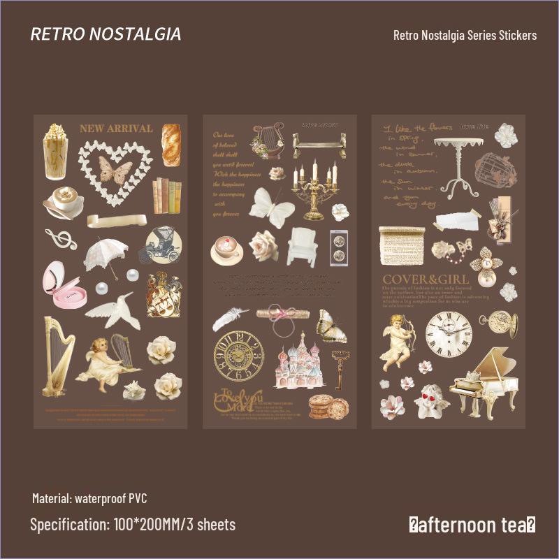 American Retro Nostalgic Stickers: High-Grade Waterproof PVC for Creative Journaling & Kids' Packs