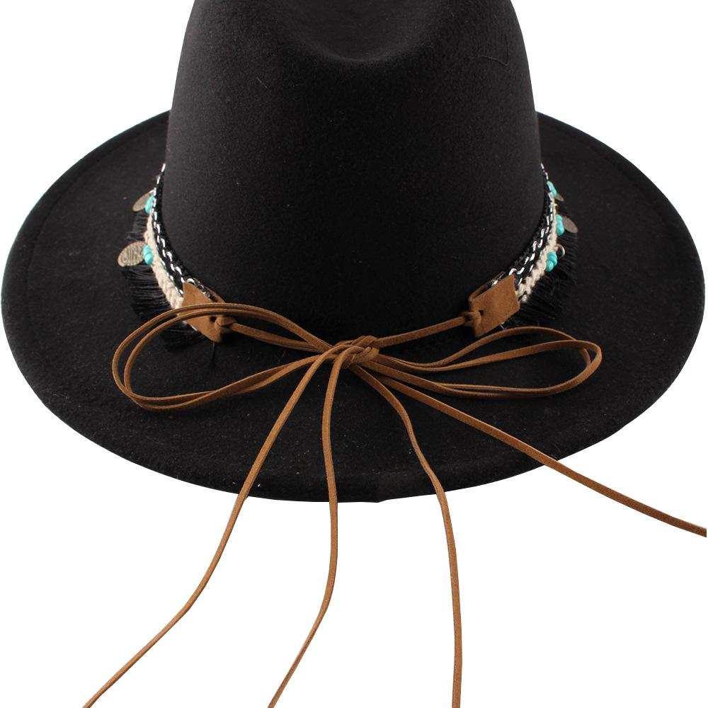 Fashion Versatile Ethnic Woolen Hat Autumn and Winter European and American Warm Jazz Top Hat Women's New Models