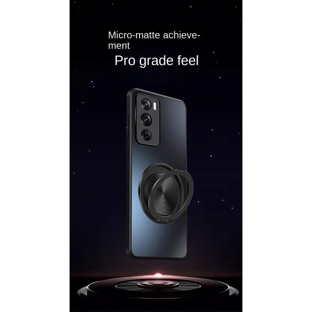 Magnetischer Ständer Magsafe Hülle für OPPO Reno 12 Pro 12 5G Hülle Halterung Stoßfest Hart Matt Ringhalter 360° Drehbar Schützende Rückseite Ständer Abdeckung
