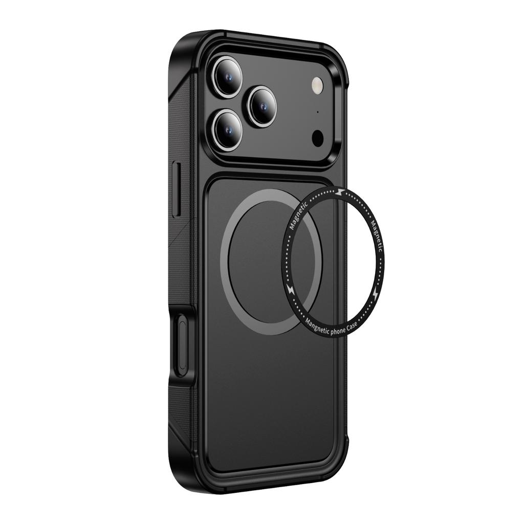 Mobile Phone Case Magnetic Four Corners Anti-fall Protective Case Frosted Anti-Scratch Wireless Charging Car Phone Case for Apple 17pm