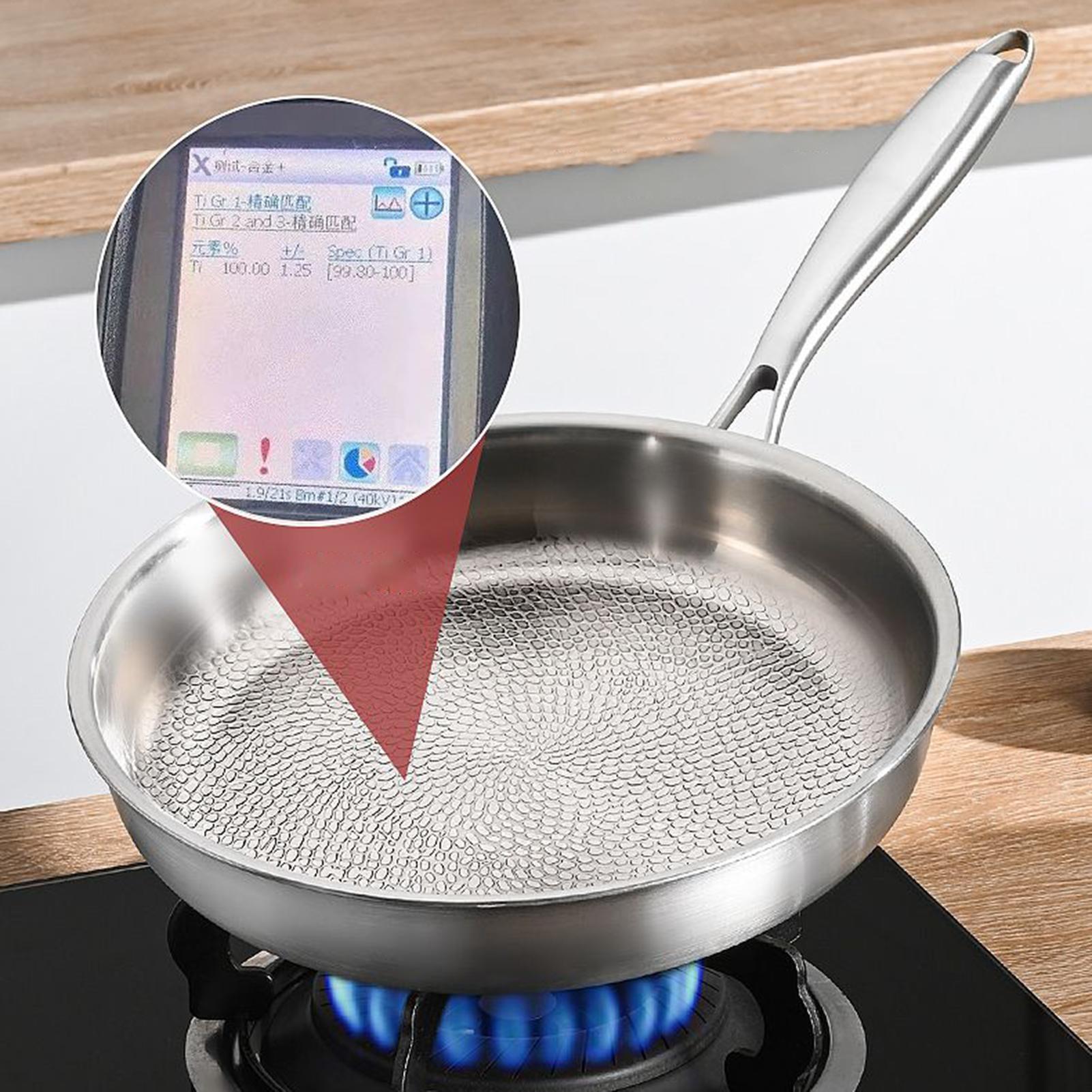 

Titanium Alloy Hammer Patterned Pot German Titanium Flat Bottomed Pot Household Uncoated Steak Titanium Frying Pan 20cm