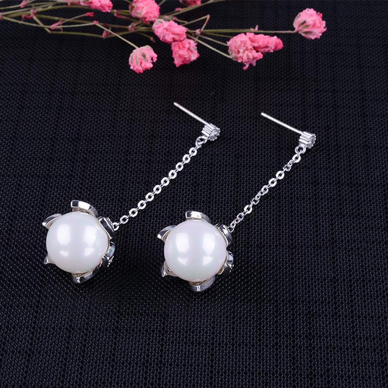 Koreanische Temperament Perlen Quasten Ohrringe, S925 Silbernadel, Schlicht und Vielseitig.