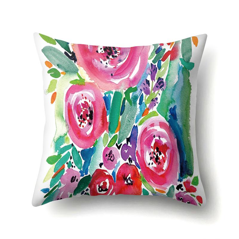 Polyester Pillowcase Plant Decoration Home Printed Pillow Car Waist Cushion Sofa Bed Head Cushion Cover