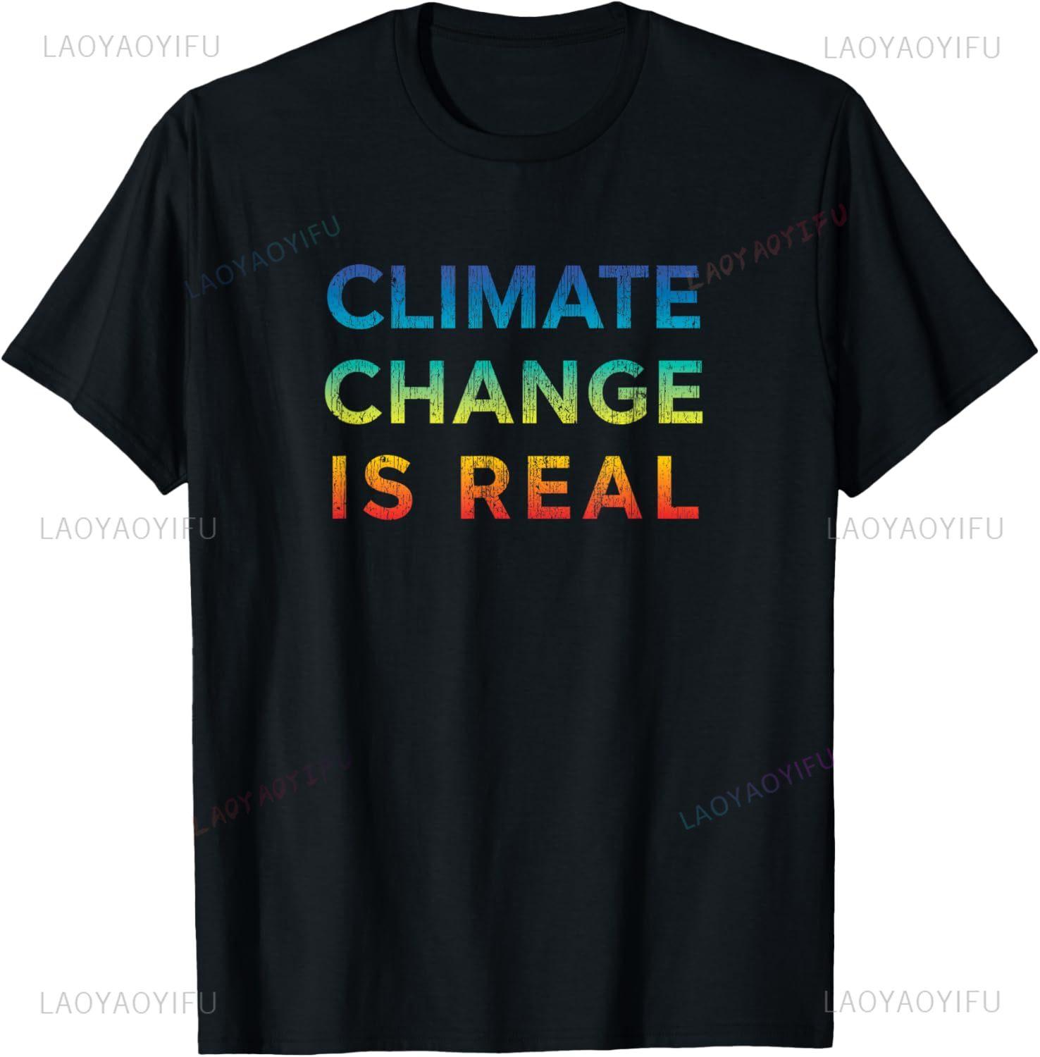 Climate Change Is Real Distressed Gradient Individuality Short Sleeve Harajuku Graphic T Shirts Camisas Streetwear S