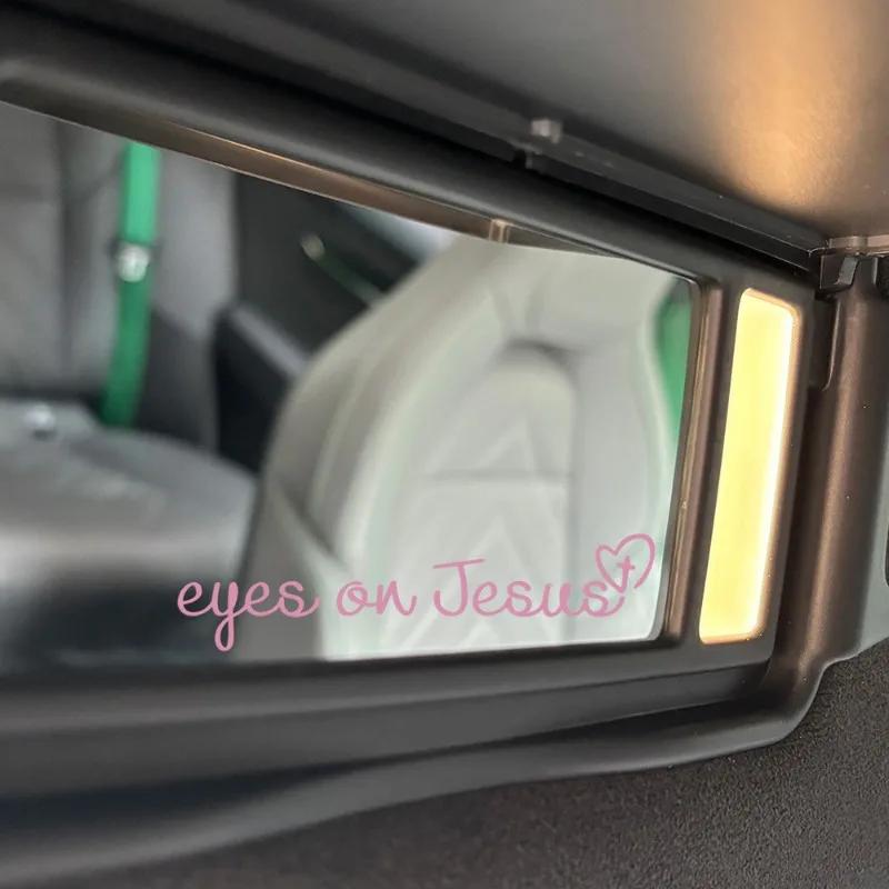 2pc English Letter Rearview Mirror Stickers Hot Eys On Jesus Makeup Secure Logo Originality Women Girl Car Interior Take Picture