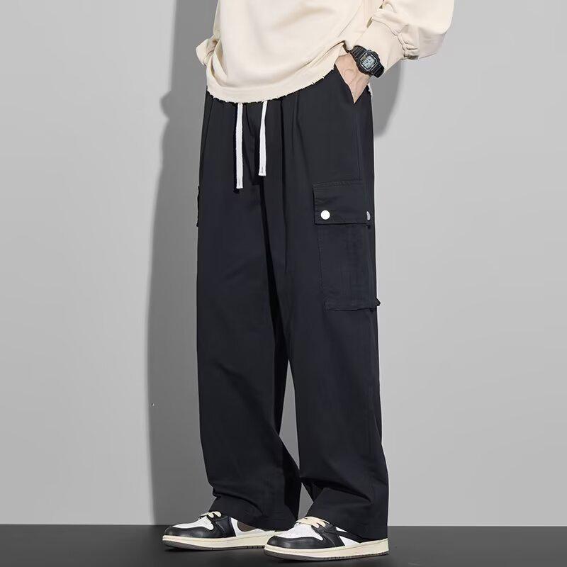 

Мужской тяжелый комбинезон в стиле хай-стрит с карманами - свободные, универсальные брюки с широкими штанинами и кулиской для весны и осени. 3XL чёрный