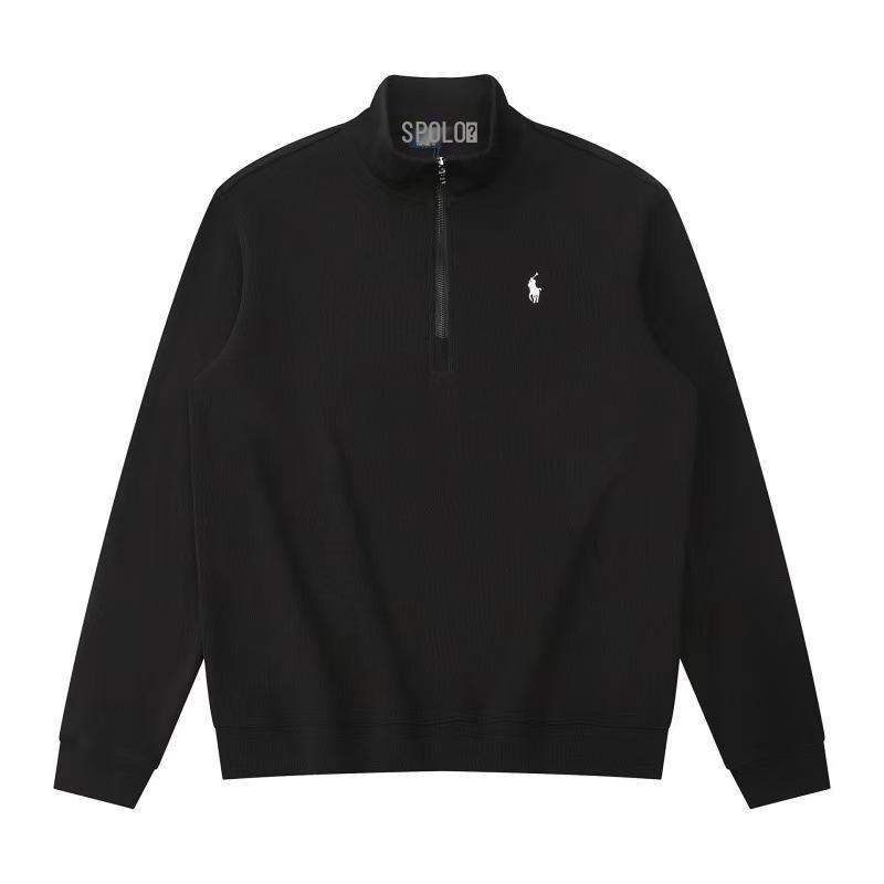 Herren Trendy Fleece-gefütterter Half-Zip Hoodie, Stehkragen mit RL Pony-Stickerei, Lässiger Frühjahrs-/Herbststil.