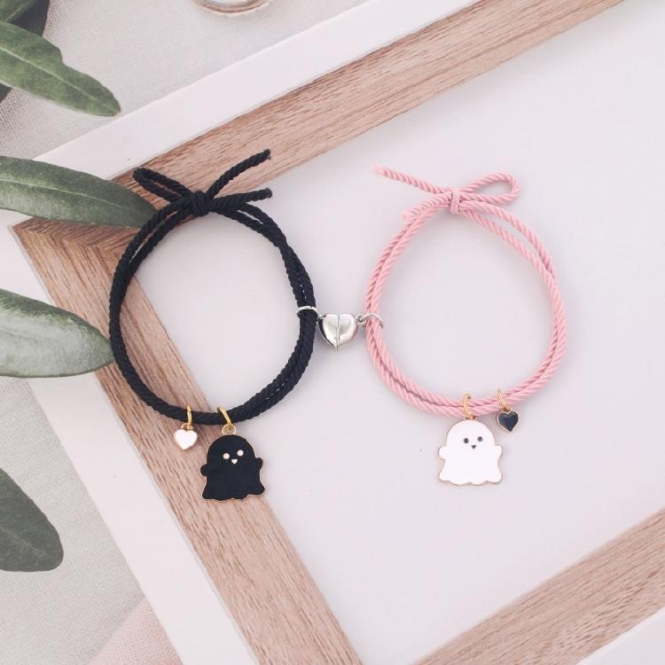 Halloween Cartoon Ghost Pendant Braided Bracelet Gifts Friendship Jewelry