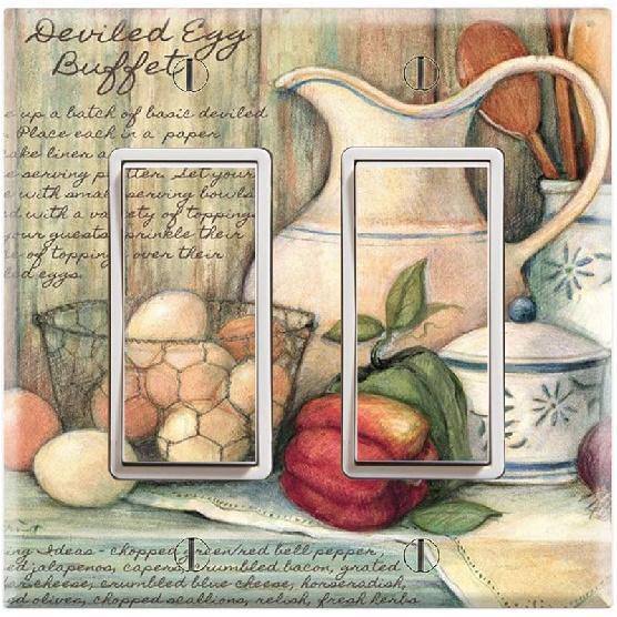 

Графические настенные пластины - кухонные яйца - крышка настенной пластины с двойной розеткой Double Rocker/GFCI