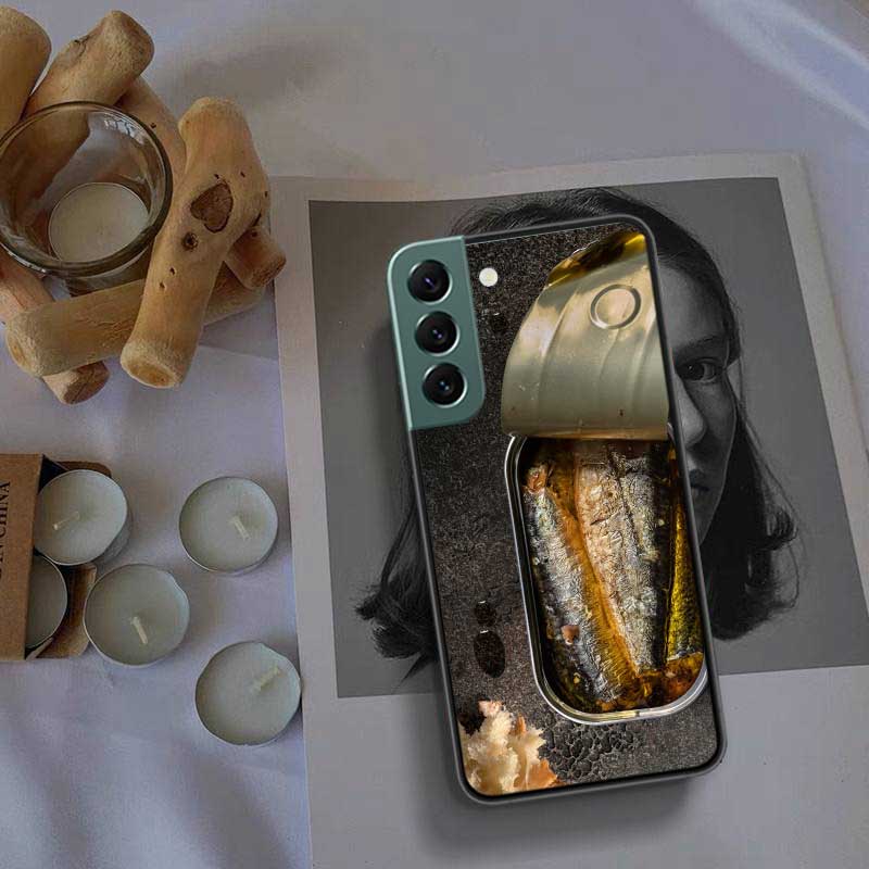 Sardines Canned Phone Case For Samsung Galaxy S22 S25 Ultra S21 S10 Plus S26 Edge S20 S23 S24 FE Cover Silicone Soft TPU Cle