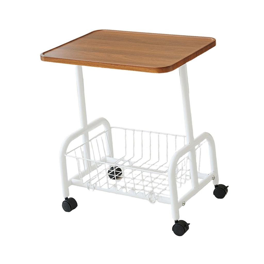 Mobile Side Table Rolling Utility Cart Couch Storage Organizer with 360 Degree Rotating Wheels for Living Room Office