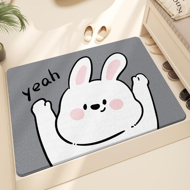 

Мультяшный кролик, мир и радость, домашний входной ковер, флис Kenney, милый входной коврик для удаления пыли 50*80cm