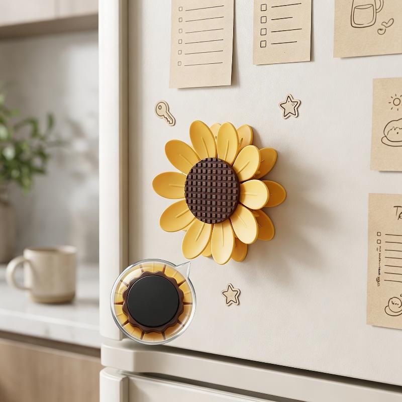 Sunflower Magnetic Fridge Magnet Seal Clip Petal Sealing Clip Magnetic Fridge Sticker Snack Clip, Flower Decoration