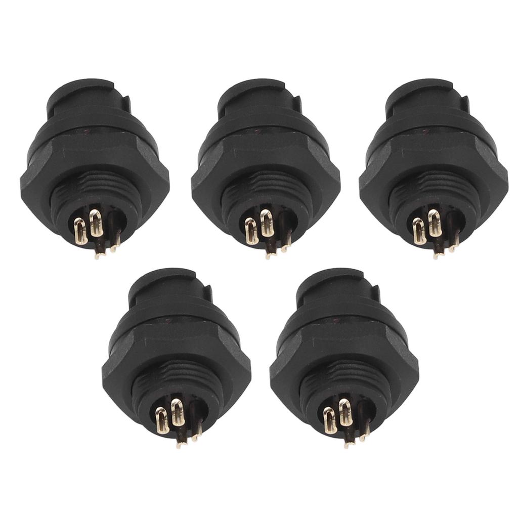 5 Pcs 4 Pin Front Panel Mount Socket 716in 28UNS Thread Connection Welding Wiring IP67 Aviation
