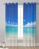 Ocean Beach Landschaft Transparente Vorhänge zur Wohnzimmerdekoration Fenstervorhänge für die Küche Tüll Voile Organza Vorhänge