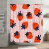 Polyester Cartoon-Print Duschvorhänge Für Badezimmer Dekoration Erdbeer-Design, Rosa Farbe Mit Blauen Blumen Größe 72X84 (Groß)