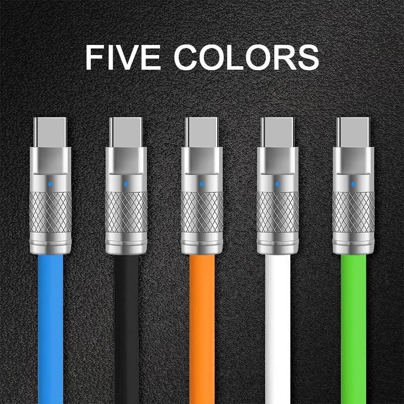 111W 6A Super Fast Charge Type-C Liquid Silicone Cable Quick Charge USB C Lines For Xiaomi Huawei Samsung USB C Phone Data Wire