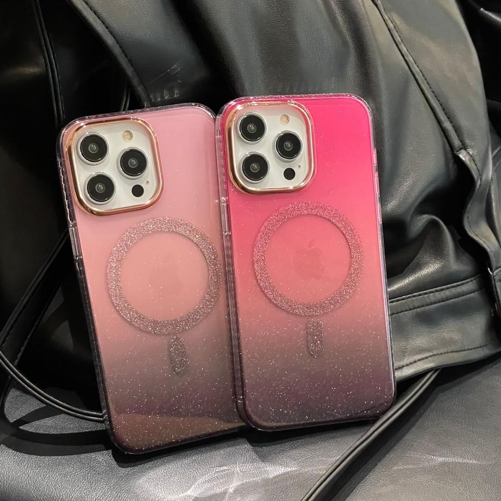 Glitter Powder Suitable for Apple 16 Gradient Magnetic Charging Mobile Phone Case Creative IPhone 15 Fall 14 ProMax Protection Case