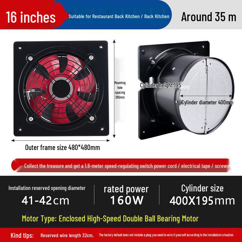 Powerful Silent Kitchen Window Exhaust Fan – Metal Square Oil & Smoke Extractor