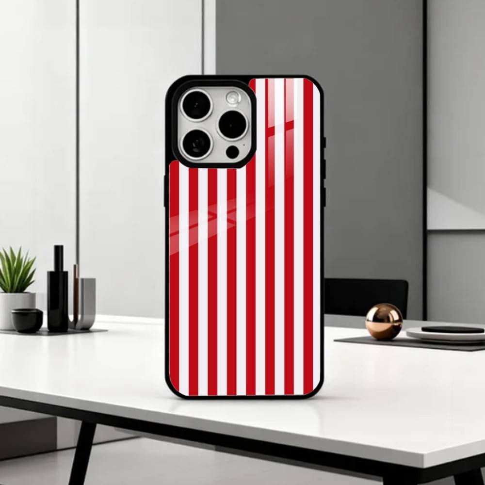 B-Burgundy White Stripe Phone Case For iPhone17,16,15,14,13,12,11 Plus,Pro Max Magnetic For Magsafe Wireless Charging