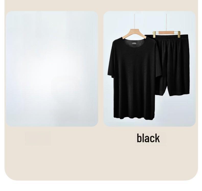 2025 Couple's Ice Silk Home Wear Set: Men's Cool Pajamas & Women's Summer Short Sleeve Long Pants