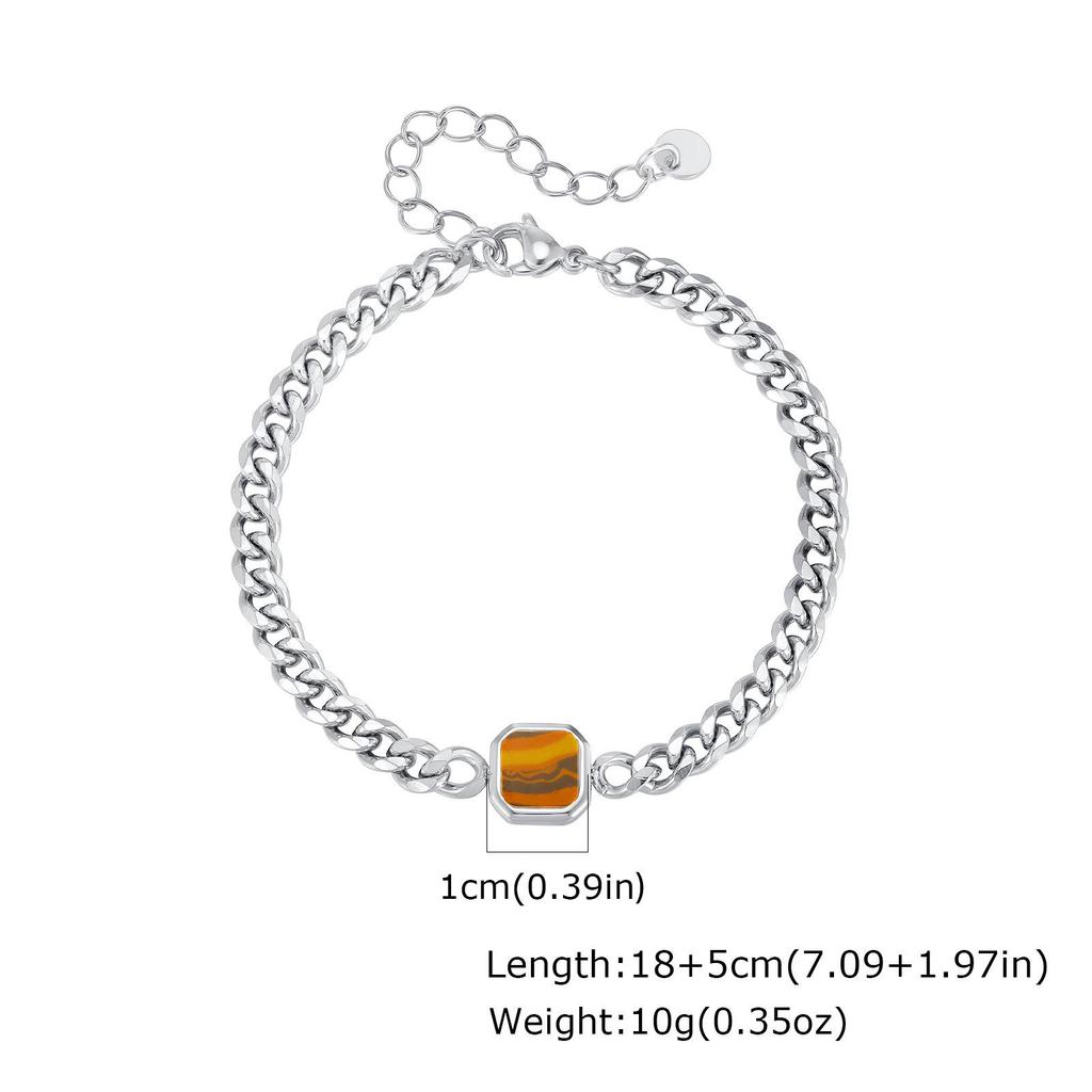 Men's Trendy Hip Hop Six-Sided Grind Gold Steel Chain Bracelet