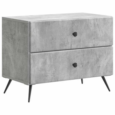 Nightstand Concrete Gray 62 X 34.5 X 47.5 Cm Particleboard