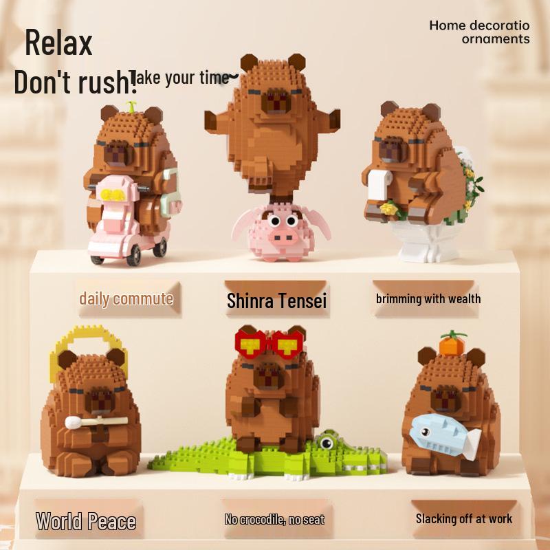 Capybara & Guinea Pig Building Block Toys - Lego Compatible Cartoon Assembly Ornaments for Kids