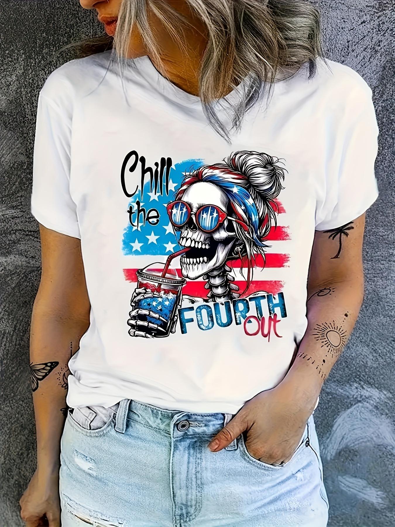 Chill the Fourth Out Skeleton Graphic T-shirt S