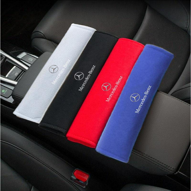 WJP1 2Pcs for Mercedes Benz AMG W204 W203 W212 W211 W124 W210 GLC GLE E CLA GLA Car Seat Belt Protection Shoulder Pad Covers