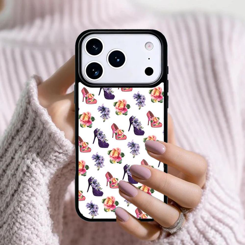 Fashion High Heels Girl Flower Phone Case For Apple iPhone 17 Air 16E 15 14 Plus 13 12 11 Pro Max Mini Funda Cover