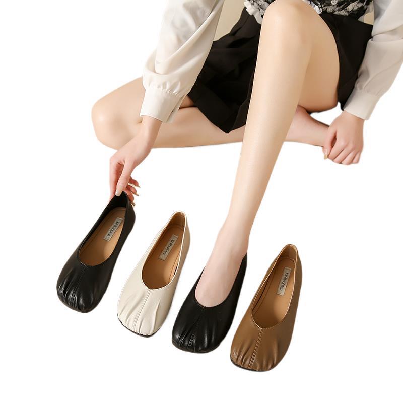 Z spódnicą pojedyncze buty damskie wiosenne miękka podeszwa 2025 wczesna wiosna nie męczące stopy moda płaska podeszwa damskie buty typu beanie jeden pedał